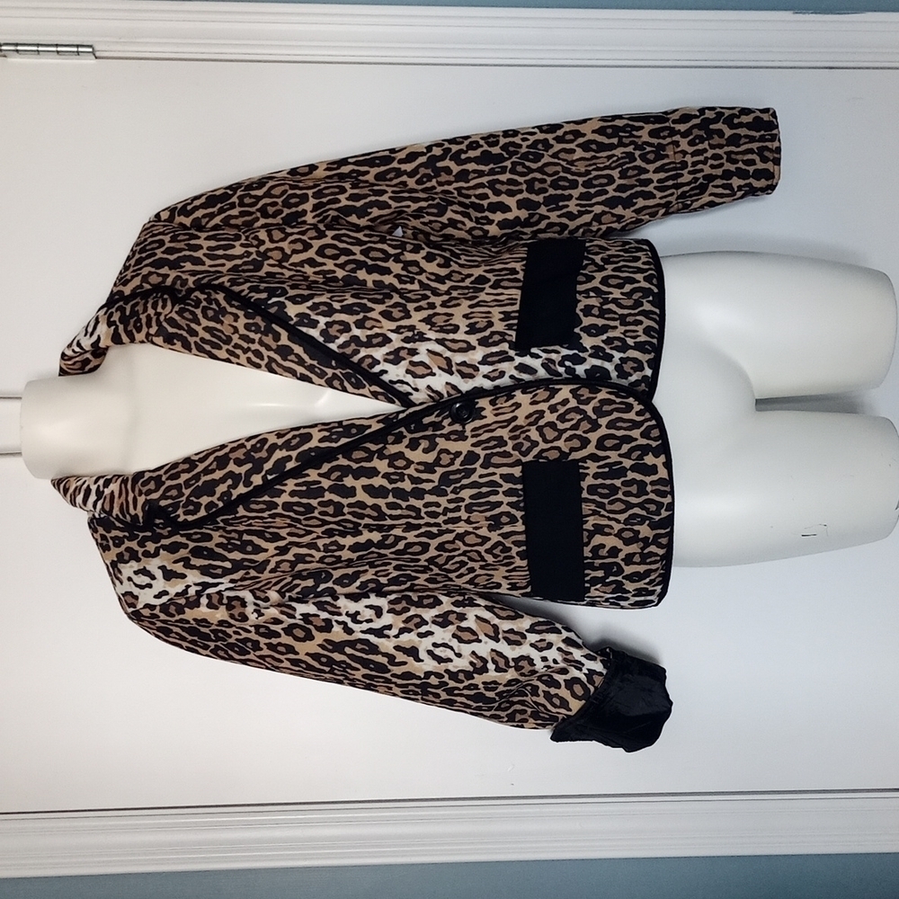 Dollhouse Single Button Tailored Fit Black & Tan Leopard Print Blazer